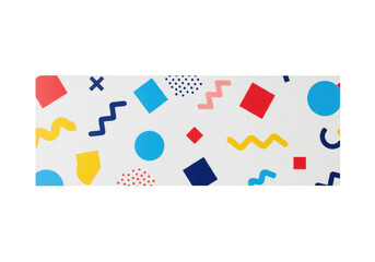 Colorful geometric shapes pattern PNG isolated on transparent background, abstract design with squares, circles, zigzags and dots for modern decoration