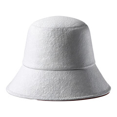 Casual white bucket hat fashion accessory made from linen. Simple summer headwear for sun protection with style