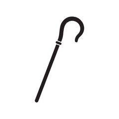 Shepherd crook stick silhouette vector on white background