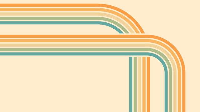 Abstract background of rainbow groovy Wavy Line design in 1970s Hippie Retro style. Vector pattern ready to use for cloth, textile, wrap and other.