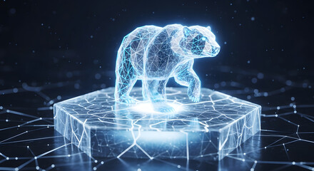 Digital Bear Representation on a Cybernetic Platform A Futuristic Tech Concept