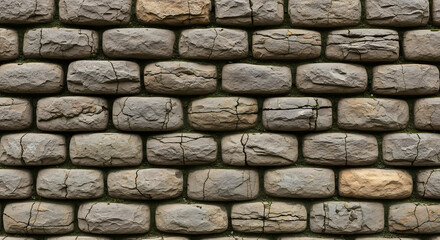 Obraz premium Rustic Stone Wall Seamless Texture - Natural Eco Pattern
