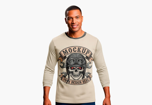 Happy Man Crewneck Long Sleeve Mockup