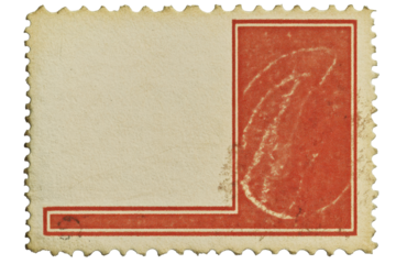 Vintage blank postage stamp with red border isolated on transparent background. Blank postage stamp clean postage stamp isolated on white background.