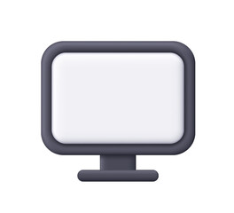 Black computer with white screen. Technology, software, education and digital communication concept. 3d vector icon. Cartoon minimal style.