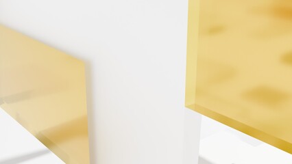 Abstract Gold Yellow Geometric Shapes on White Background