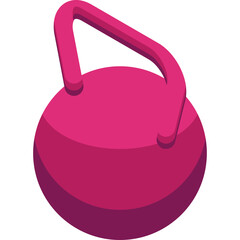 Pink Kettlebell Weight For Fitness And Exercise Isolated On White Background In Studio Lighting