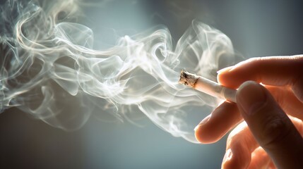 手元だけの紙巻きタバコと煙