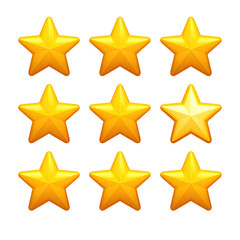 Obraz premium Nine shiny gold stars arranged in a 3x3 grid on black