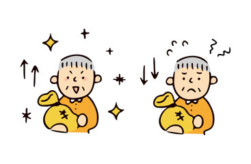 お金とシニア男性のイラスト