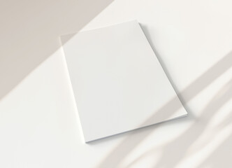 Magazine cover with soft shadows Mockup. Blank template of a catalog on white. 3D rendering