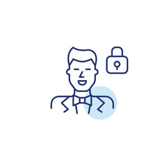 Fototapeta premium Groom and lock. Eternal commitment, marriage loyalty and safety. Pixel perfect, editable stroke vector icon