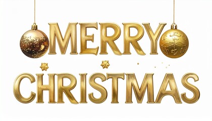 Merry Christmas” in golden cursive with festive ornaments