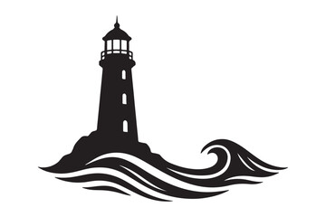 lighthouse silhouette vector illustration