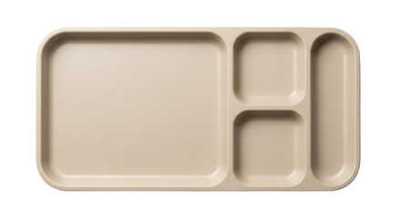 Empty beige compartmentalized tray transparent background cutout png