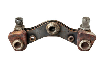 Antique bronze mechanical brake isolated on transparent background. Brake isolated on white background.