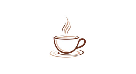 Obraz premium Minimalist Hot Coffee Cup with Steam Line Art.