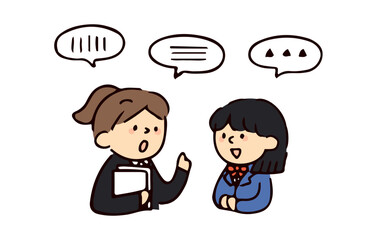 コミュニケーションをとる先生と生徒のイラスト