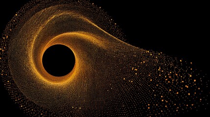 Black background with golden glowing particle vortex: Dynamic Light Trails Crafting Luxurious Visual Impact