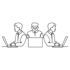 Continuous Line Drawing of People Working