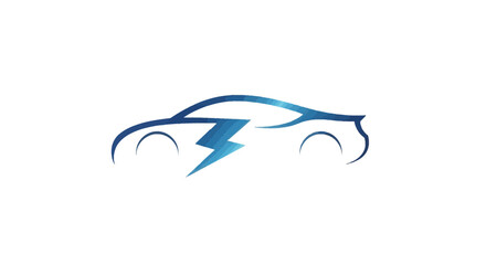 Fototapeta premium Sleek Electric Car Outline with Dynamic Lightning Bolt.