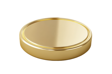 Golden circular medal with intricate engraved pattern isolated on transparent background. Gold medal isolated on white background, 3d rendering.