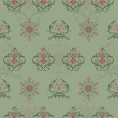 Elegant Floral Pattern in Misty Sage Green fabric 