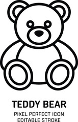 Cute Teddy Bear Icon Black and White Outline for Kids Toy Store and Childrens Products