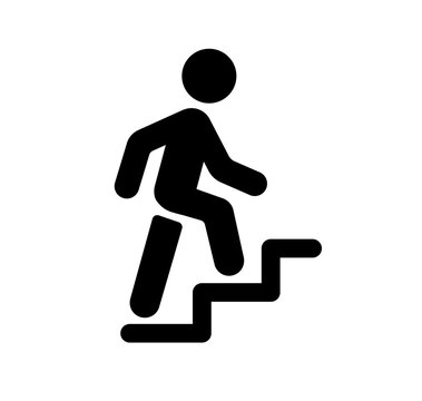 Silhouette vector icon illustration of a person climbing stairs
