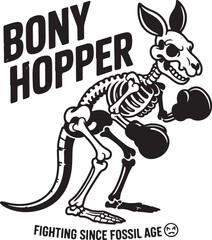 Fototapeta premium Black kangaroo wearing boxing gloves with text white