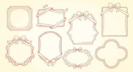 Elegant Decorative Frames with Ribbons and Bows for Invitations and Designs
