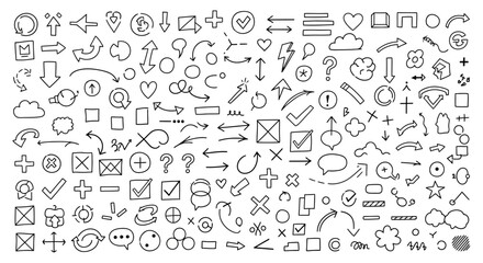 Hand-Drawn Arrows and Design Elements Doodle Vector Set