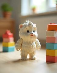 Adorable Polar Bear Toy on Wooden Table