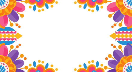 Vibrant floral frame for your creative projects offers a modern and festive touch, perfect for invitations and stylish announcements