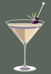 Minimalist illustration of a margarita cocktail glass, created with clean geometric lines and bold flat color shapes. Ideal for cocktail menus, bar branding, drink icons, or poster art.