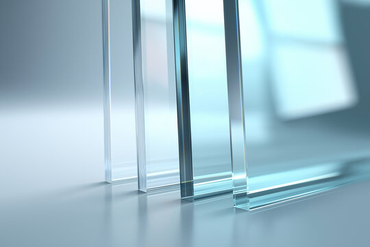 重なり合う透明なガラスと光