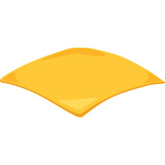 A Single Slice Of Bright Yellow Processed Cheese With A Transparent Background Ready For Food Preparation And Ingredient Use