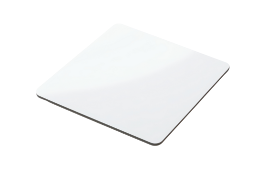 Blank white square card isolated on transparent background. White blank credit card isolated on white background.