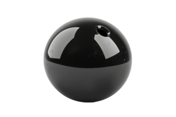 Black bowling ball with three finger holes isolated on transparent background. Black bowling ball isolated on white background, 3d rendering.
