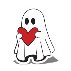 Friendly Spooky Character with Love Heart Vector Art