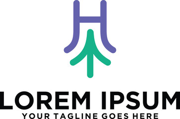 letter H pine logo design