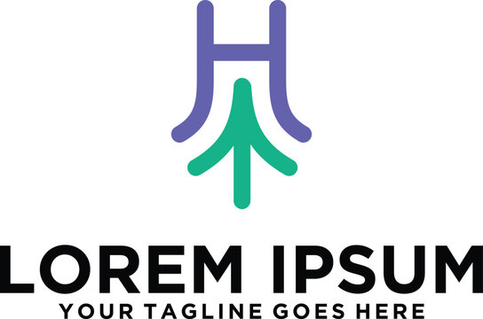 letter H pine logo design