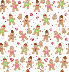 New christmas Gingerbread man fun holiday seamless background 2026