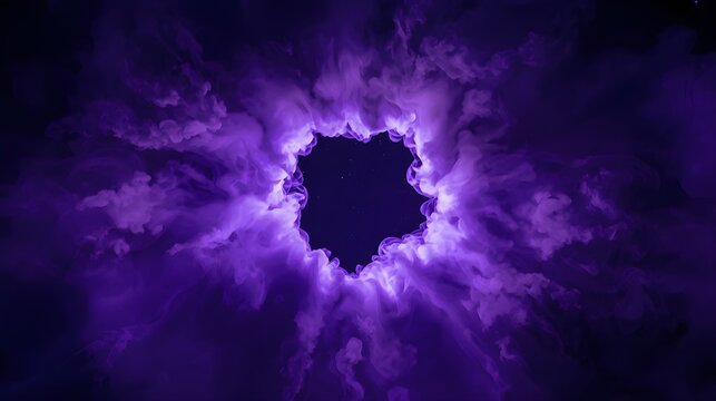 Smoke exploding outward from circular empty center background 