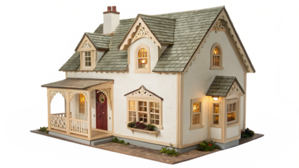 Enchanting smart talking dollhouse cut out on PNG. AI GENERATED.
