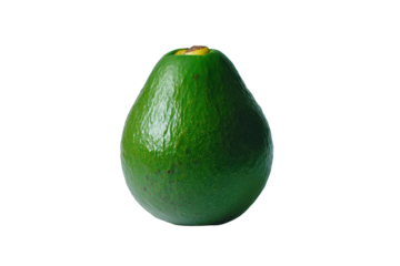 Single ripe avocado isolated on transparent background. Fresh avocado isolated on white background.