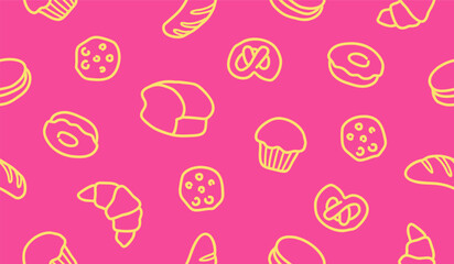 Cute pastry pattern background vector design