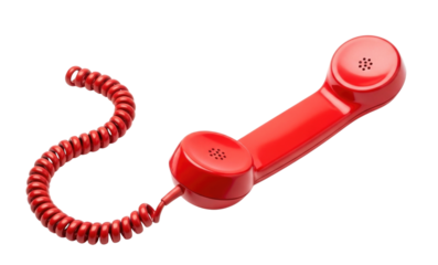 Red telephone handset transparent background cutout png