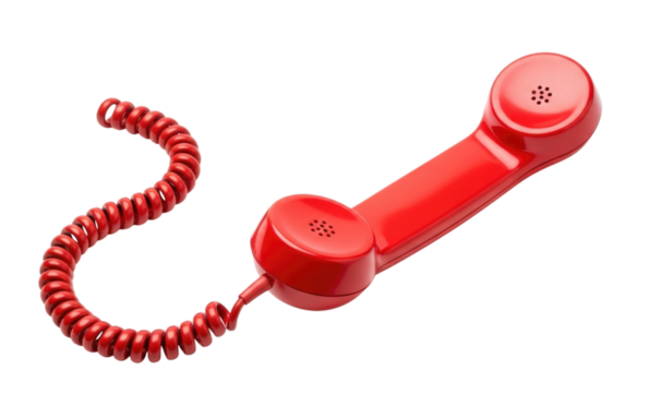 Red telephone handset transparent background cutout png - Powered by Adobe