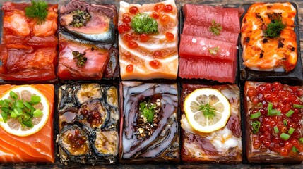 Sushi art display japan food photography culinary delight close-up gourmet experience